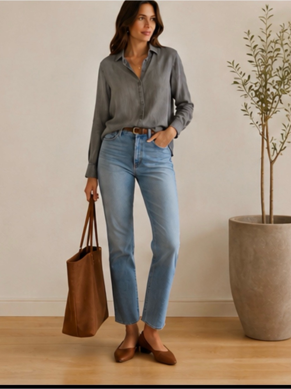 Cloth & Stone by Anthropologie Button Down Charcoal Blouse - Picture 7 of 7